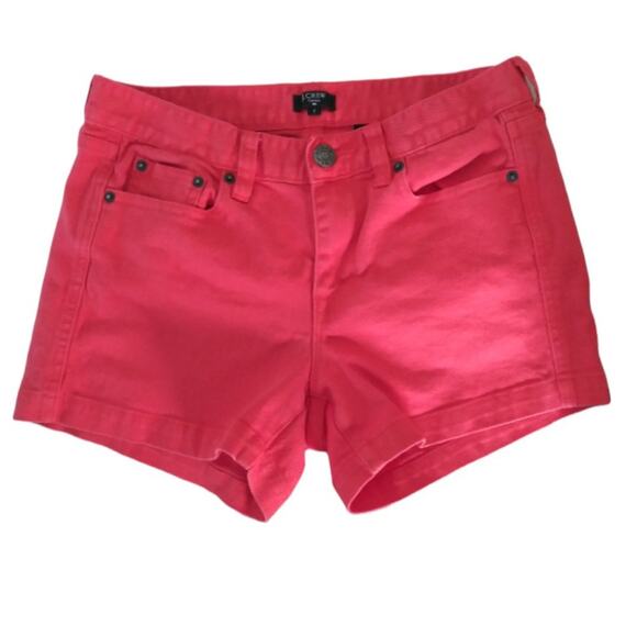 J Crew Short Shorts - Orange Red Size 2 - 99%Cotton . Barbiecore - Picture 1 of 7